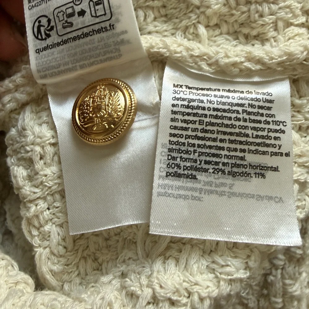 H&M Cream and Black Textured Knit Button-Up Cardigan - Picture 5 of 5